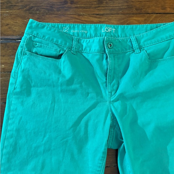 Loft Ann Taylor curved crop teal green blue flattering pants size 12 - Picture 2 of 4